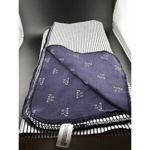 Baby Gap 2013 Navy Blue Lil‎ Fella Reversible Stripe Blanket 35x30 Bear READ